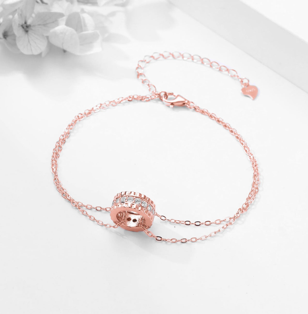 92.5 Sterling Silver Bracelet in Rose Gold Finish