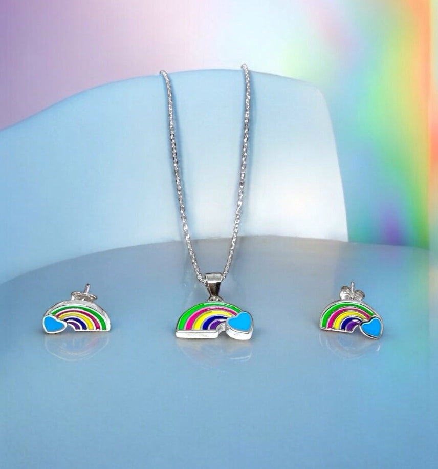Rainbow Pendant set with chain- for kids