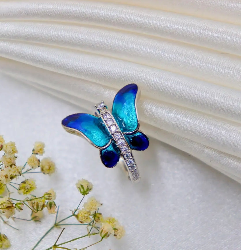 Blue Butterfly Ring
