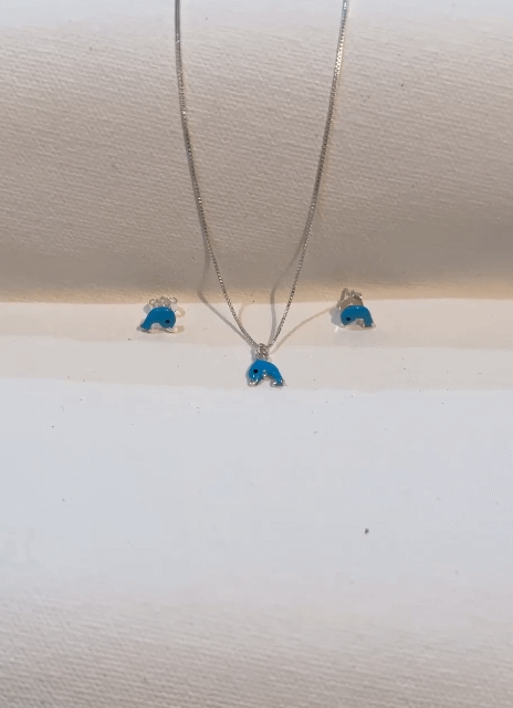 Dolphin Pendant set with chain- for kids