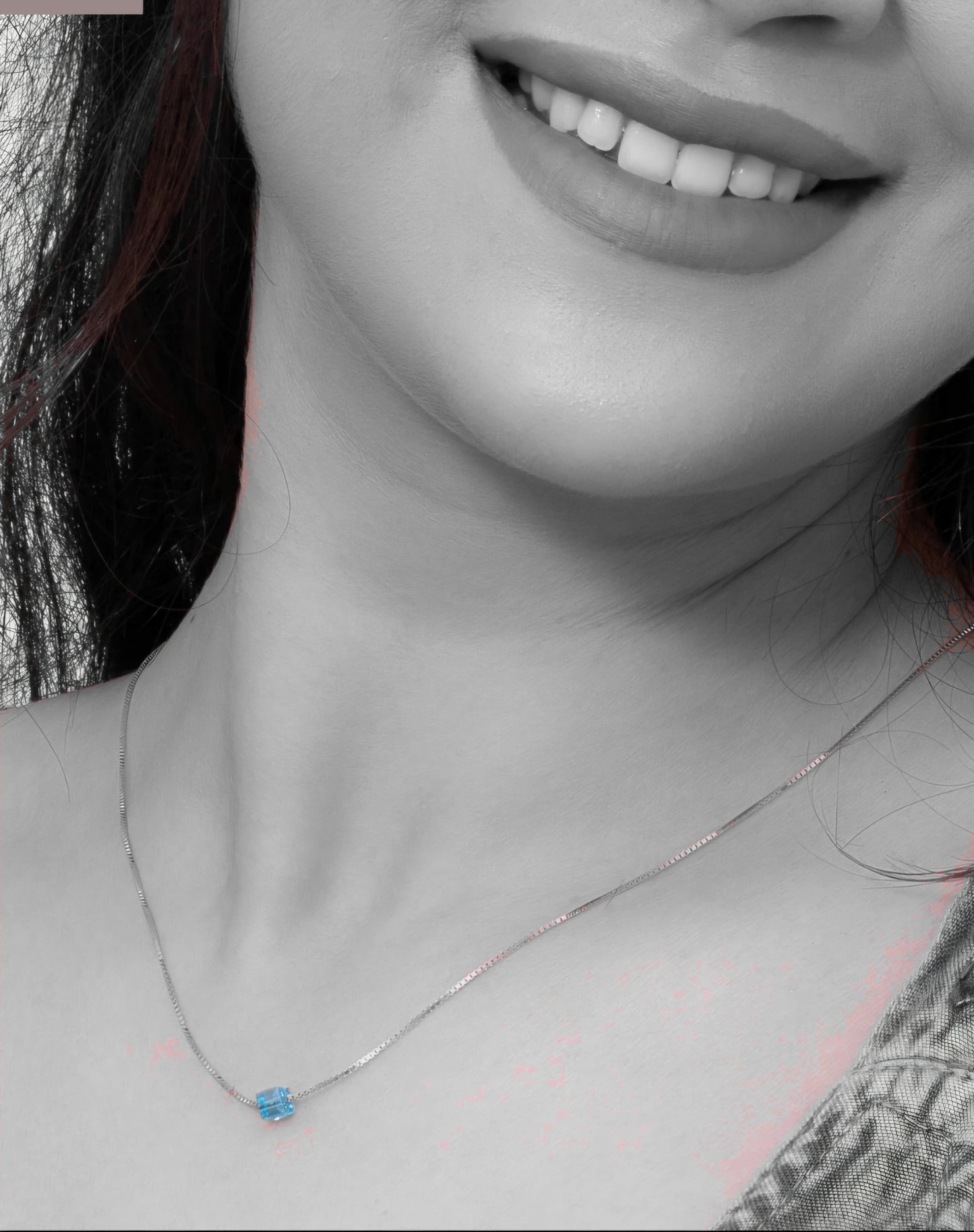 925 Silver Chain with Blue moving charm