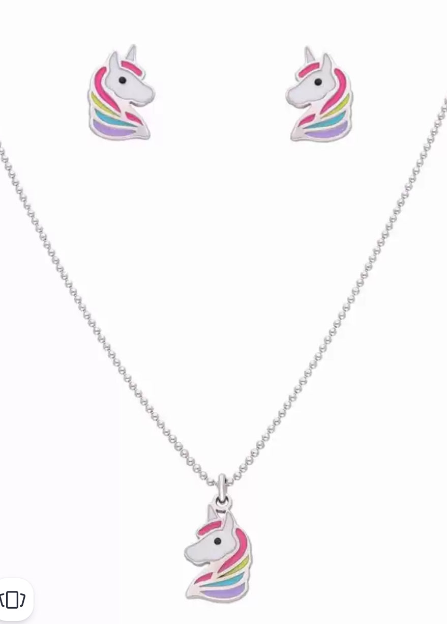 Unicorn Pendant set with chain- for kids