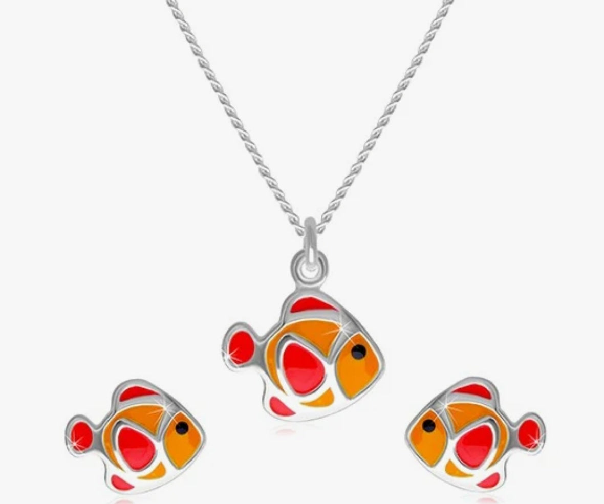 Fish Pendant set with chain- for kids