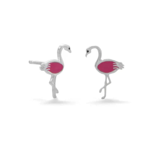 Pink Flamingo Earrings -Studs