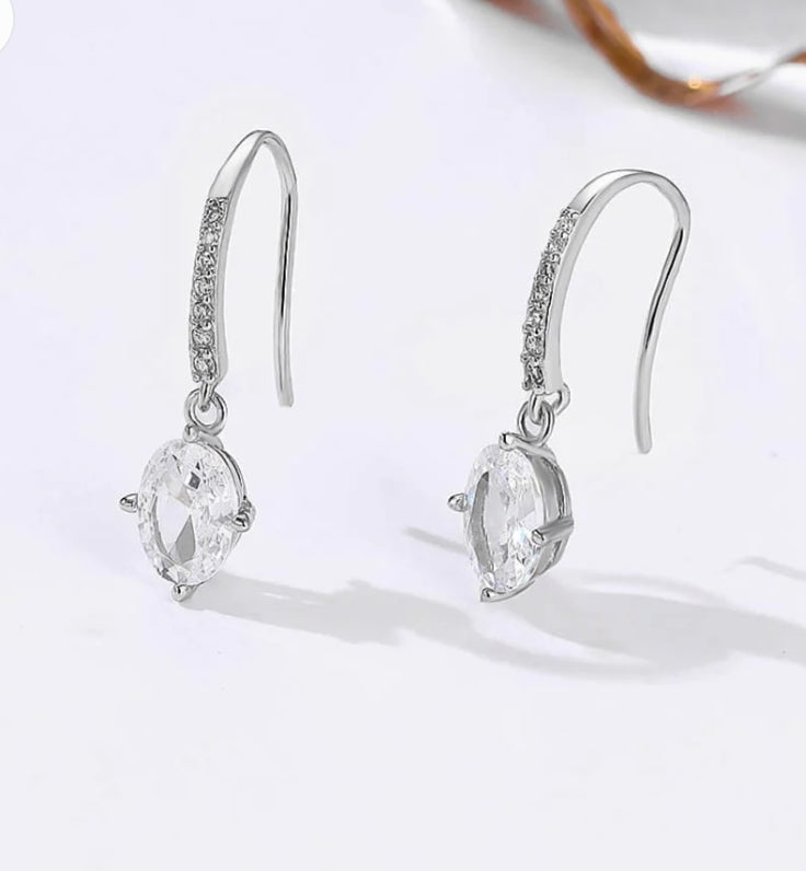 Italian Silver Fish Hook Drop Earring