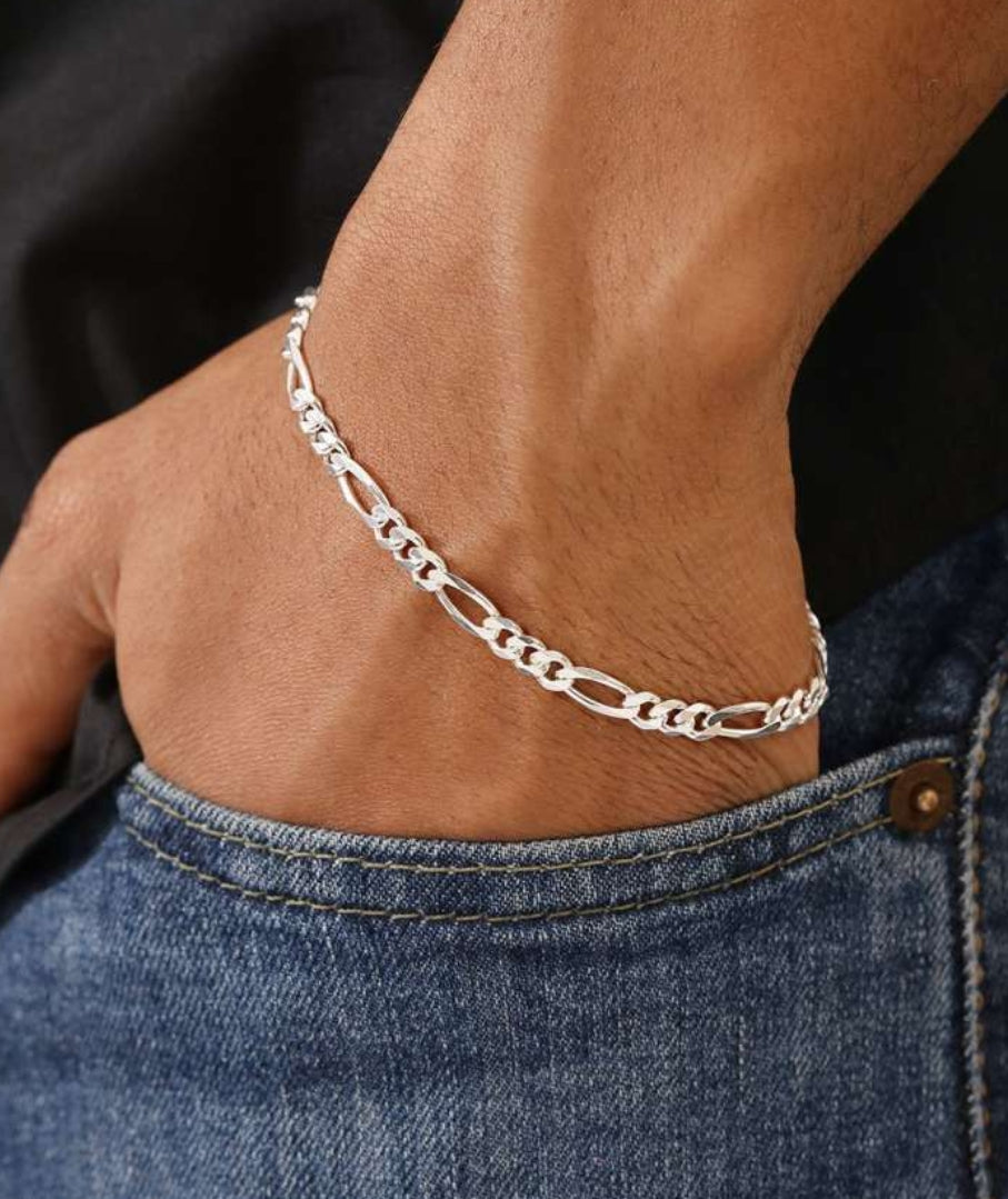 925 Sterling Silver Rhodium Plated Link Bracelet