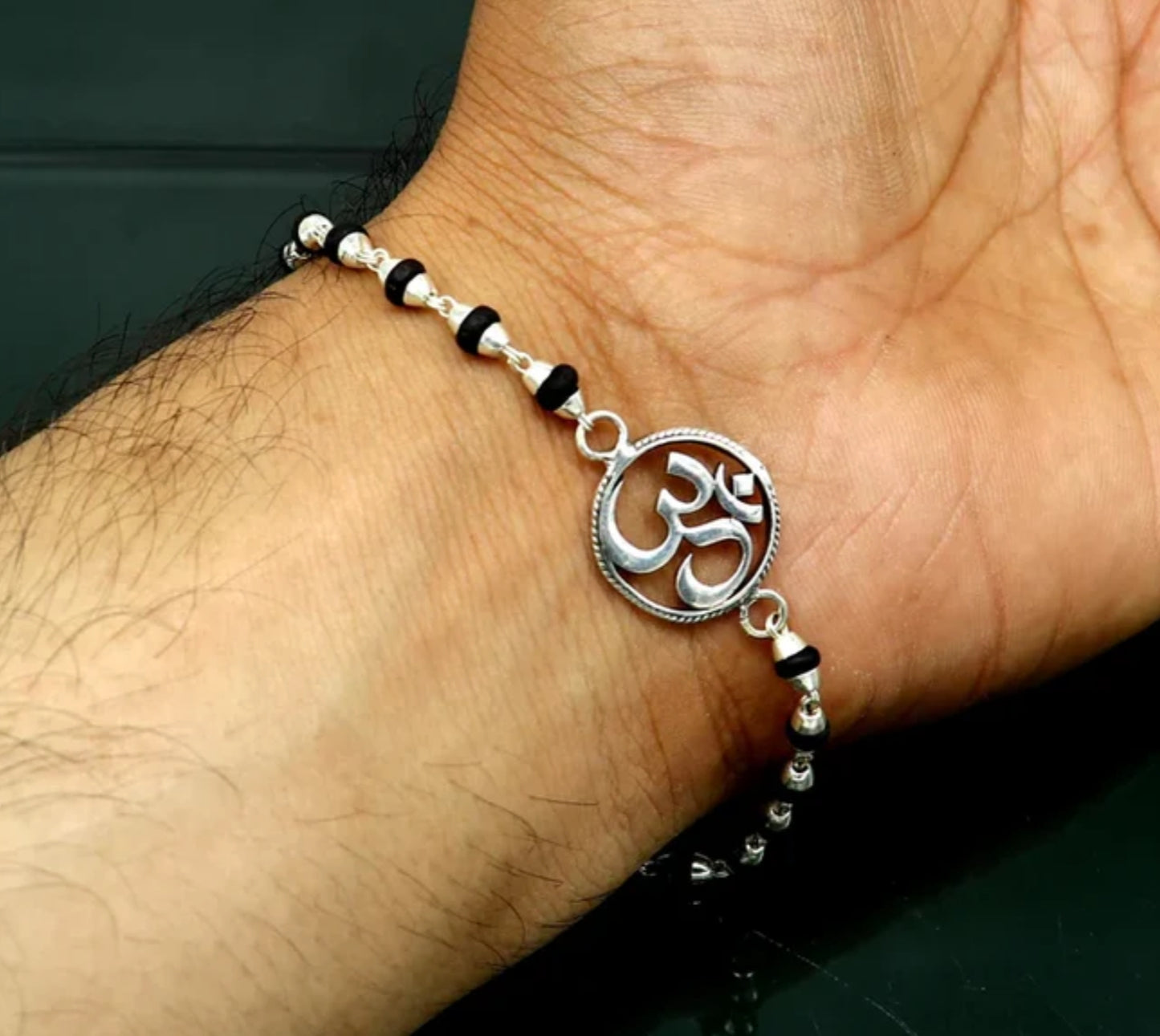 925 Sterling Silver Om Bracelet