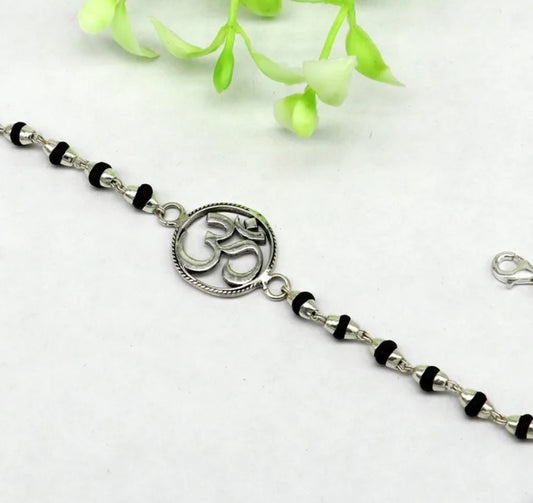 925 Sterling Silver Om Bracelet