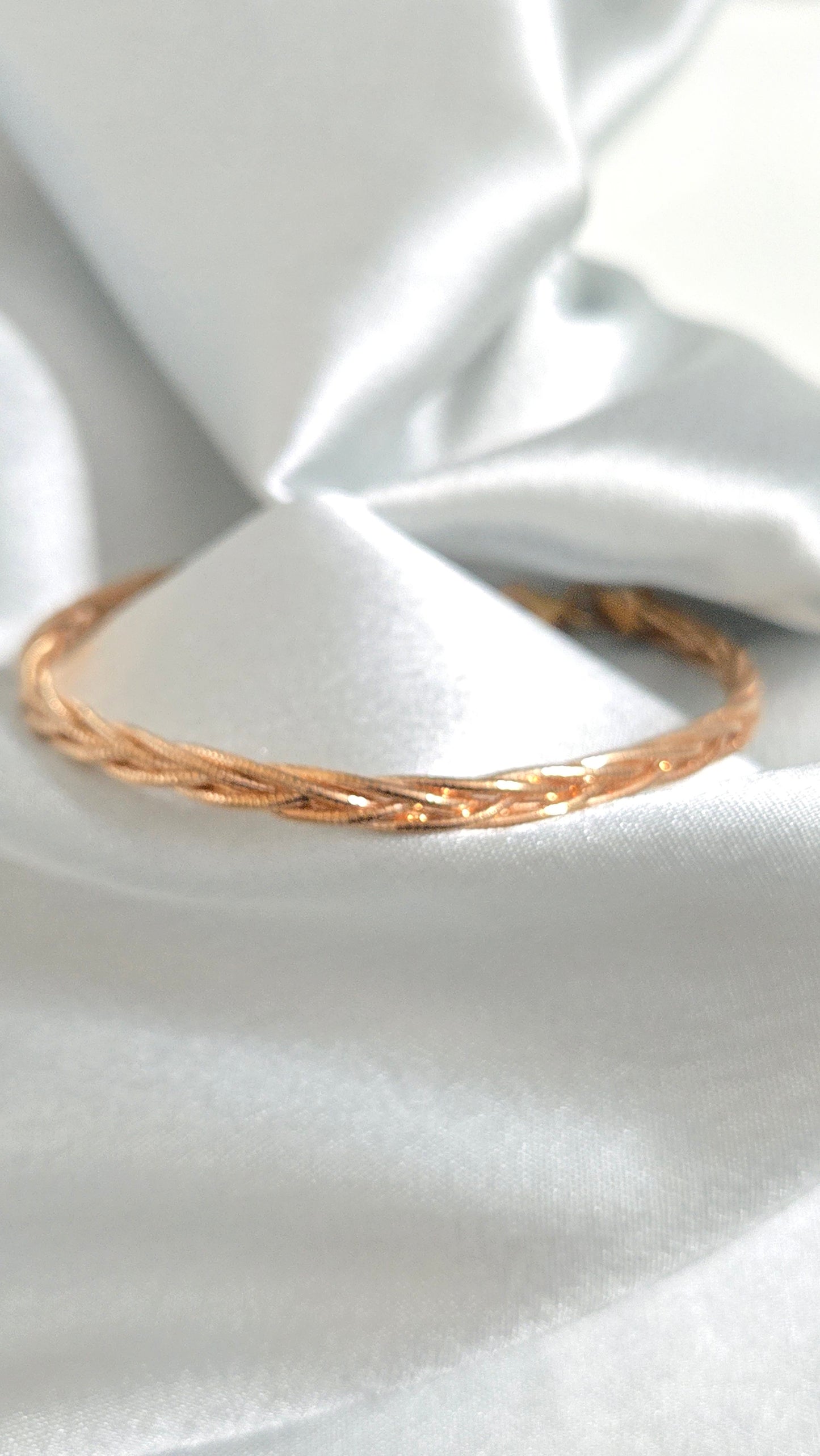 Heavy Braided-Rose Gold Finish- Bangle-Style Bracelet