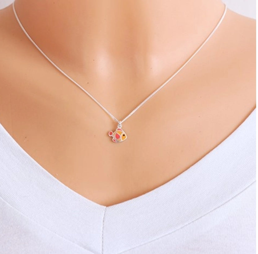 Fish Pendant set with chain- for kids