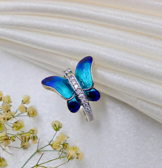 Blue Butterfly Ring