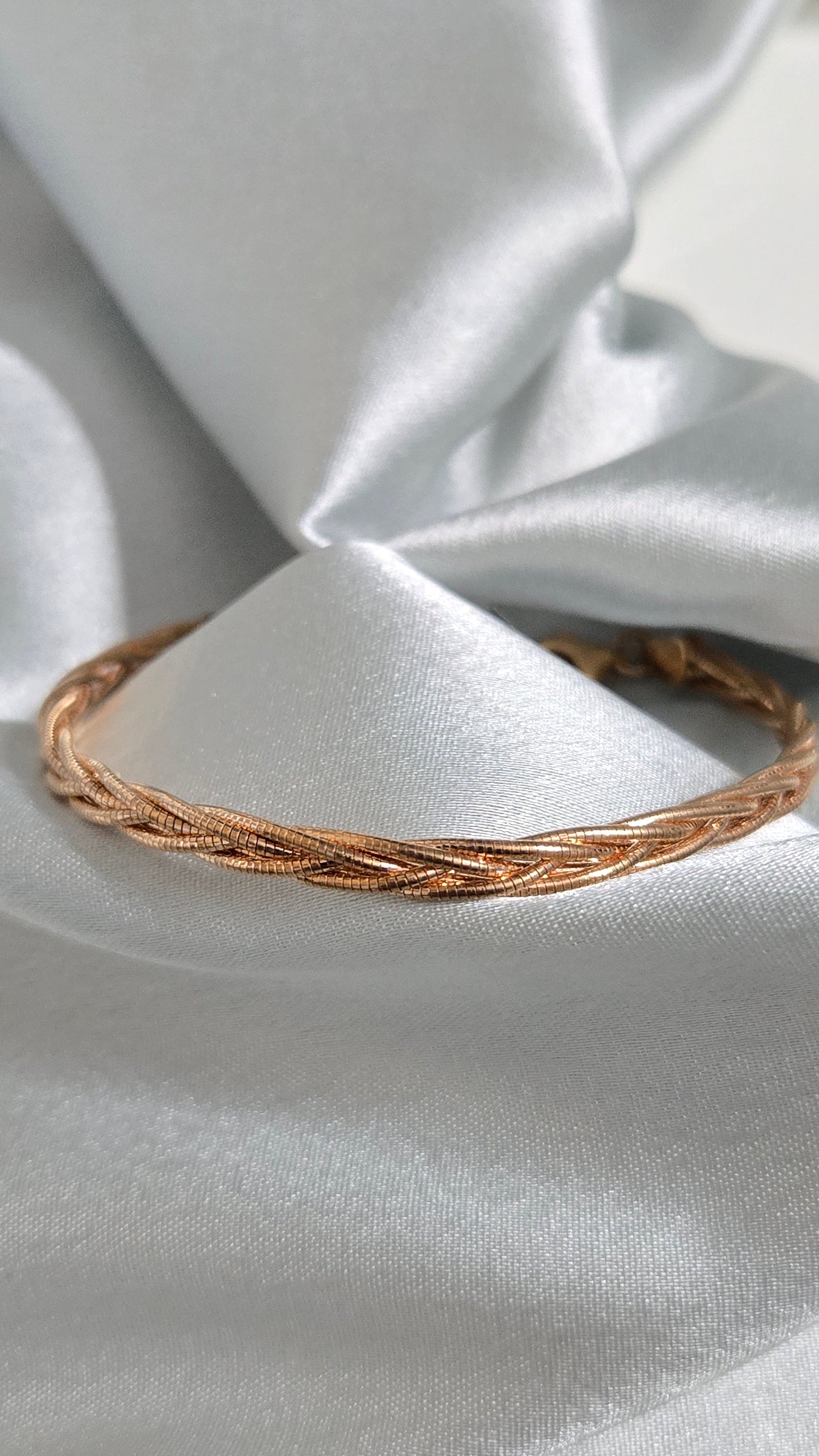 Heavy Braided-Rose Gold Finish- Bangle-Style Bracelet