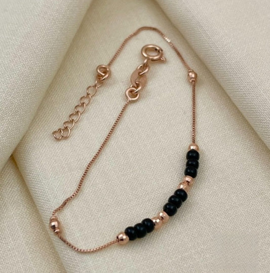 Rose Gold Finish-Moving Beads Stylish Bracelet