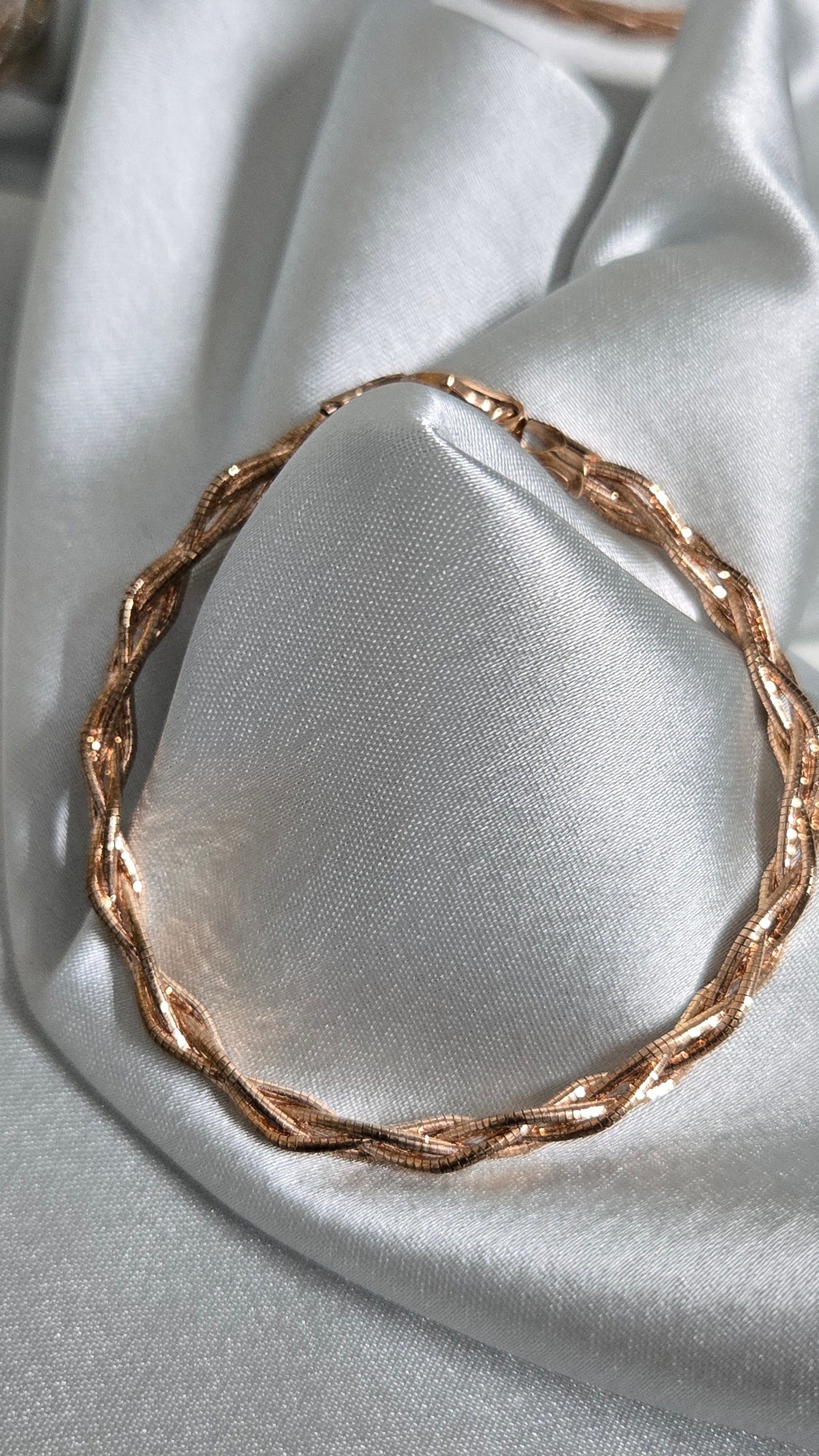 Braided-Rose Gold Finish- Bangle-Style Bracelet