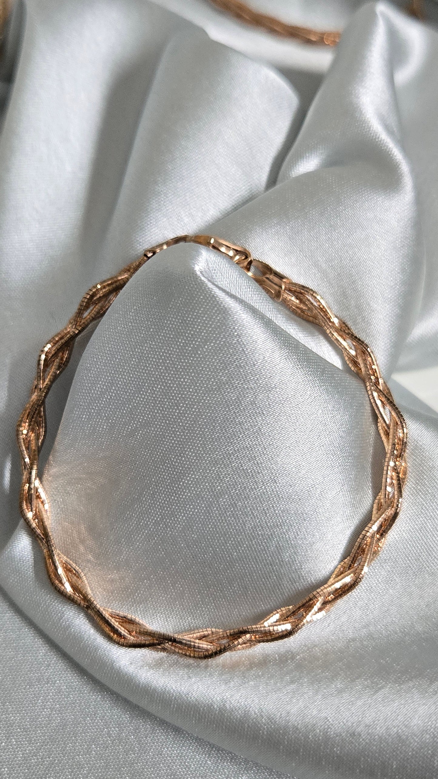 Braided-Rose Gold Finish- Bangle-Style Bracelet