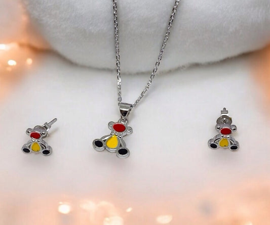 Teddy Pendant set with chain- for kids