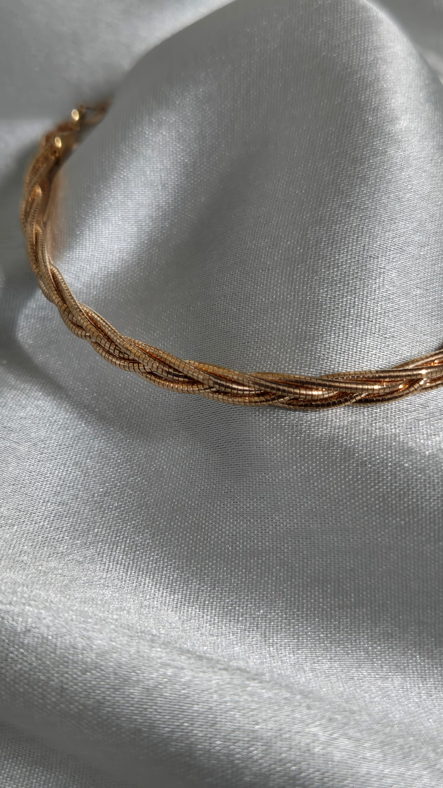 Heavy Braided-Rose Gold Finish- Bangle-Style Bracelet