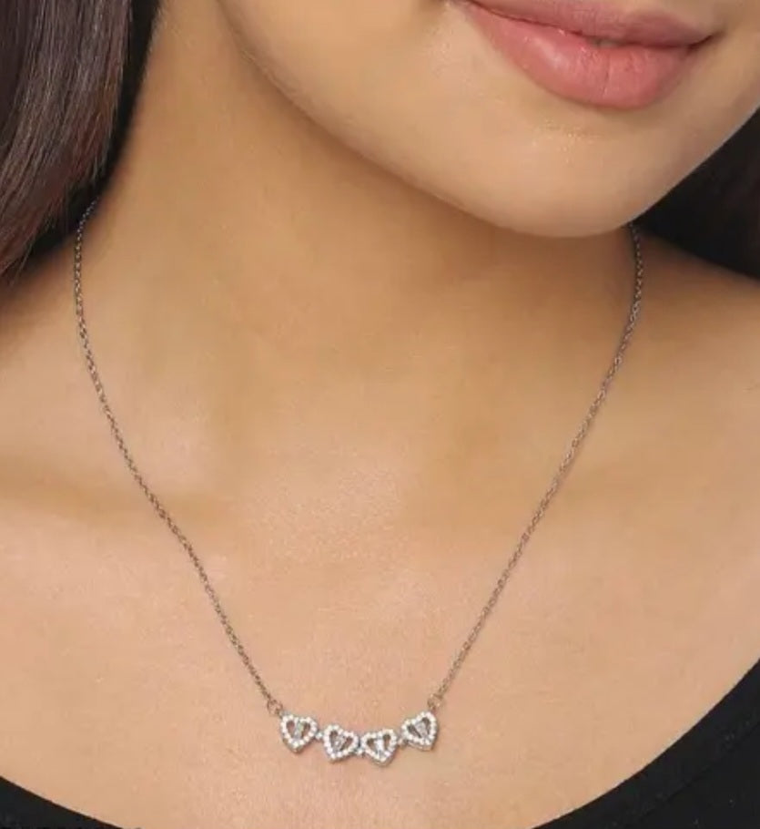 925 Silver Heart Shape Magnetic Pendant with Chain Necklace