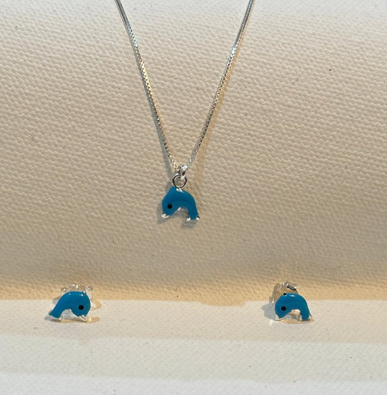 Dolphin Pendant set with chain- for kids