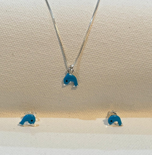 Dolphin Pendant set with chain- for kids