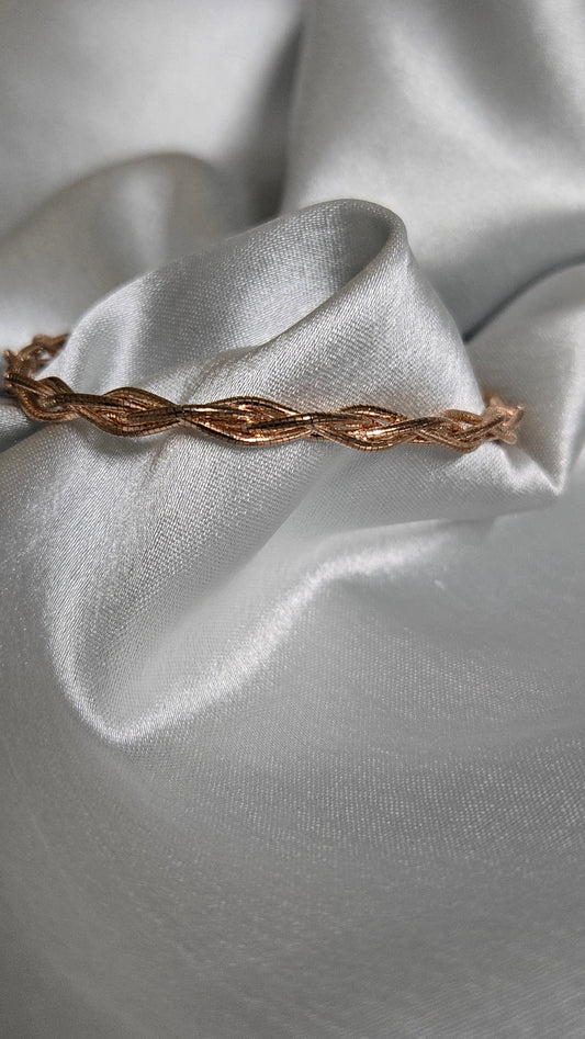 Braided-Rose Gold Finish- Bangle-Style Bracelet